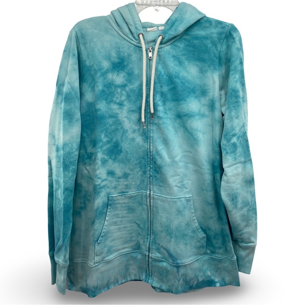 GAP Tie-Dye Women’s Aqua Blue Full Zip-Up Hoodie Size Large Tall